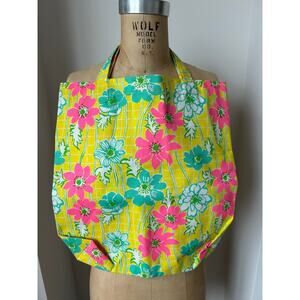 Vintage 60s - 70s Flower Power Fabric Tote Bag - Unused